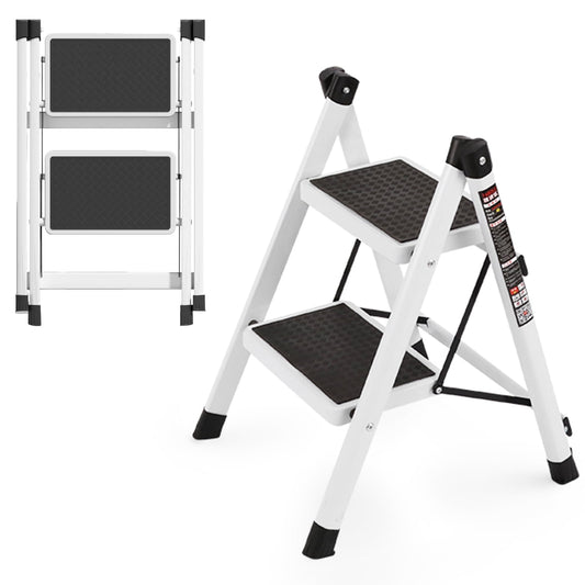 Kailwokk 2 Step Ladder,Folding Step Stool for Adults,330Lbs Capacity Portable Lightweight Sturdy Steel Ladder Wide Anti-Slip Pedals for Home,Kitchen,Office