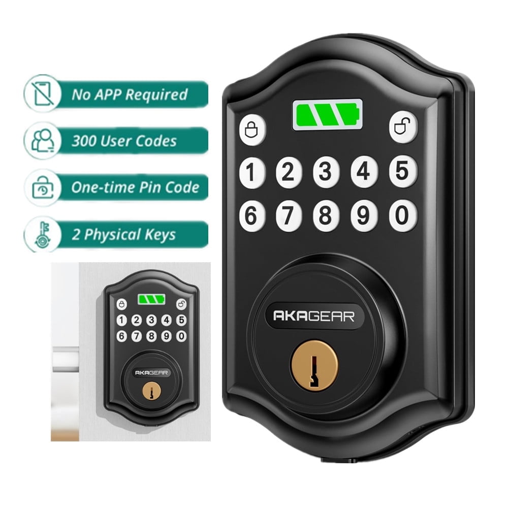 Keyless Entry Door Lock, Electronic Keypad Deadbolt, Keyed Entry, Auto Lock, Anti-Peeking Password, Easy Installation Design, Black