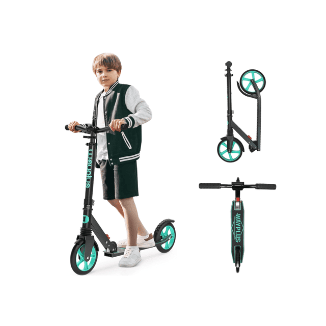 Skyhot Kick Scooter for Ages 6+, Sturdy Wide Deck Rear Brake for Teens and Adults, Colorful Wheels and Easy-Folding Mechanism,Lightweight, Black