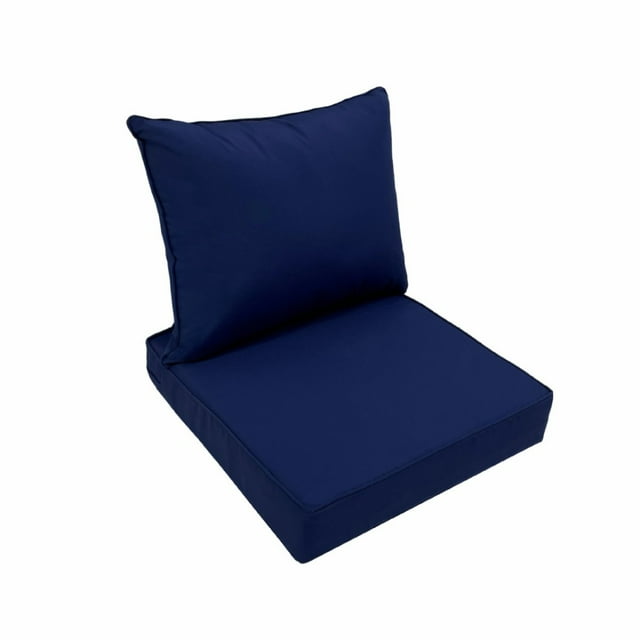 LCGOD Outdoor Chair Cushions, 2 Packs Outdoor Deep Seat Cushion Set for Patio Furniture, Waterproof and Fade-Resistant Deep Seat Bottom and Back Cushions, 24 x 24, Dark Blue