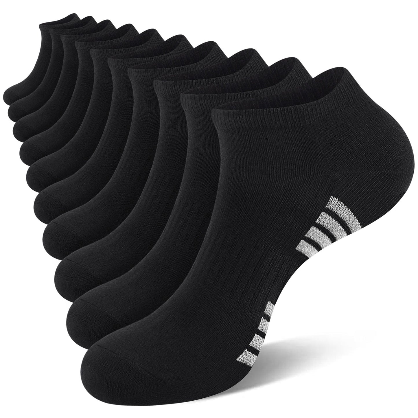 LOOIKOOS 10 Pairs Men Athletic Cushioned Socks, Low Cut Socks with Arch Compression Men Athletic Running Socks