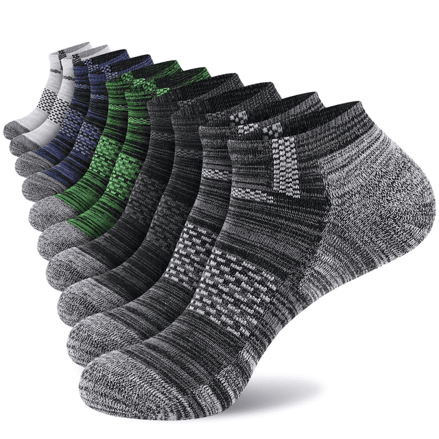 LOOIKOOS 10 Pairs Men's Ankle Socks, Cushioned Breathable Comfort Low Cut Socks for Men Athletic Running Sports Socks with Arch Support