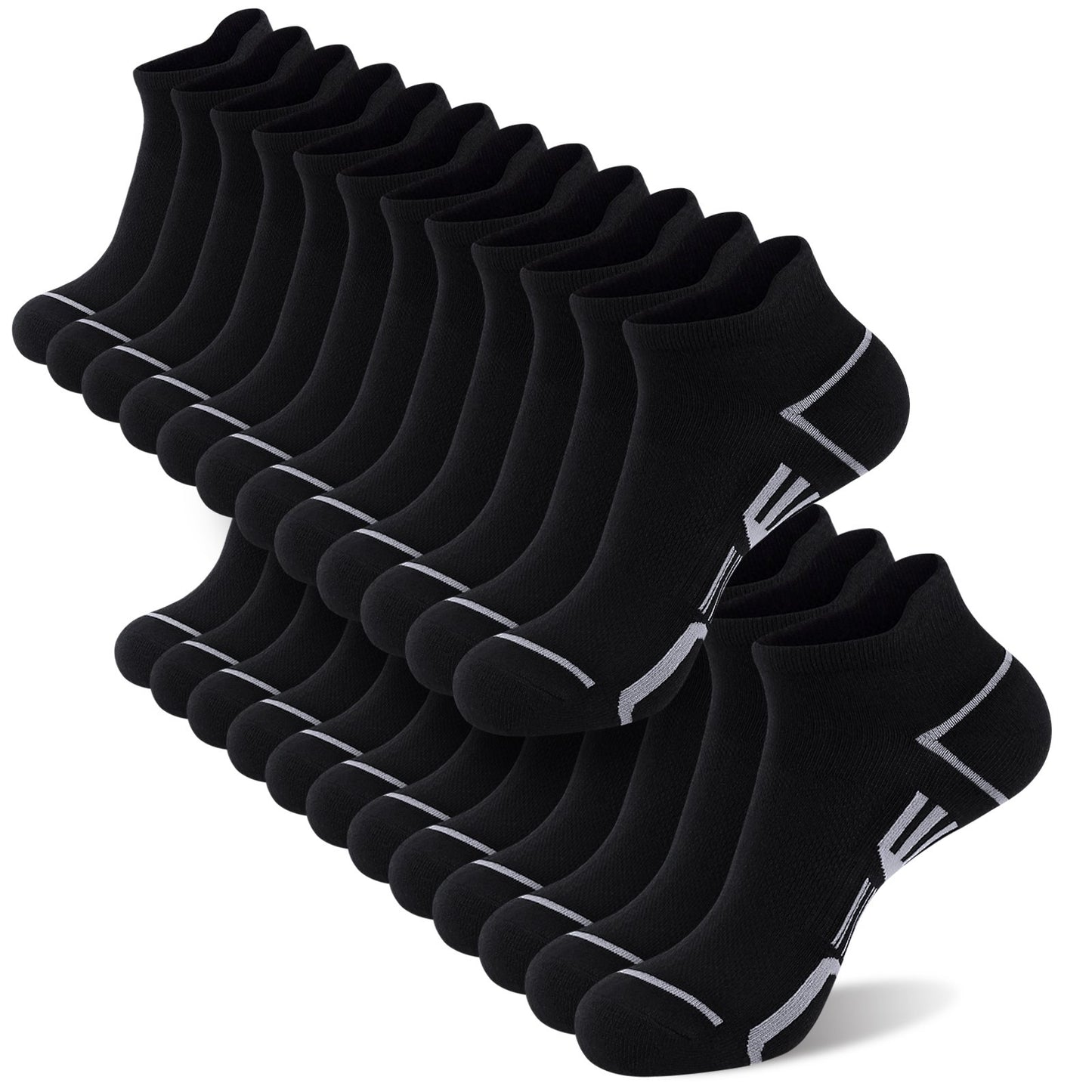 LOOIKOOS 10 Pairs Mens Cushioned Ankle Socks, Low Cut With Arch Surpport Running Sock For Men