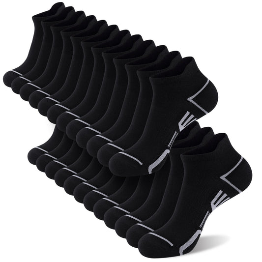 LOOIKOOS 10 Pairs Mens Cushioned Ankle Socks, Low Cut With Arch Surpport Running Sock For Men