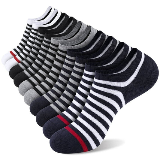 LOOIKOOS 10 Pairs Mens Thin No Show Socks Low Cut Lightweight Invisible Flat Boat Casual Short Socks For Men With Non Slip Grips
