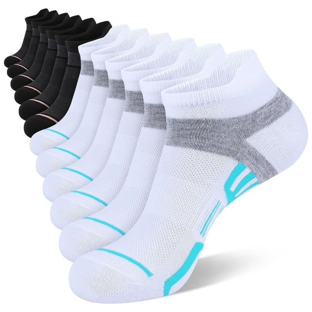 LOOIKOOS 12 Pairs Women Ankle Socks,Lightweight Thin Low Cut Socks for Women Ankle Athletic Sports Running Short Casual Socks White Black with Tab