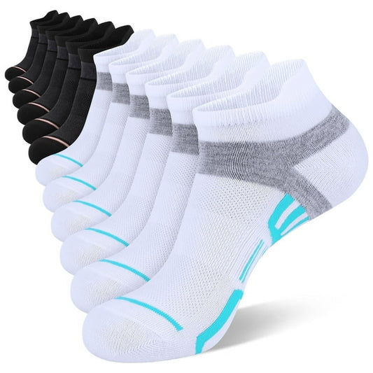 LOOIKOOS 12 Pairs Women Ankle Socks,Lightweight Thin Low Cut Socks for Women Ankle Athletic Sports Running Short Casual Socks White Black with Tab