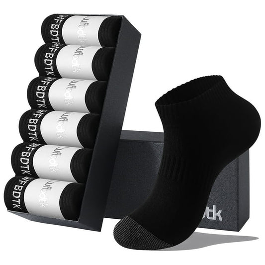 LWFBDTK Men's Low-Cut Cushion Ankle Socks - 6 Pairs, Breathable & Comfortable Casual Socks for Daily Wear (Size 6-10, Black)