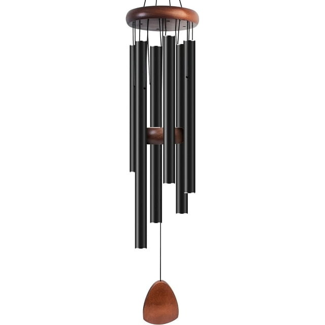 Large Aluminium Wind Chimes 37" Inches to Create a Zen Atmosphere Suitable for Outdoor, Garden, Patio Decoration. Classic Black Wind Chimes with Wind Catcher Suitable as A Gift for Unisex