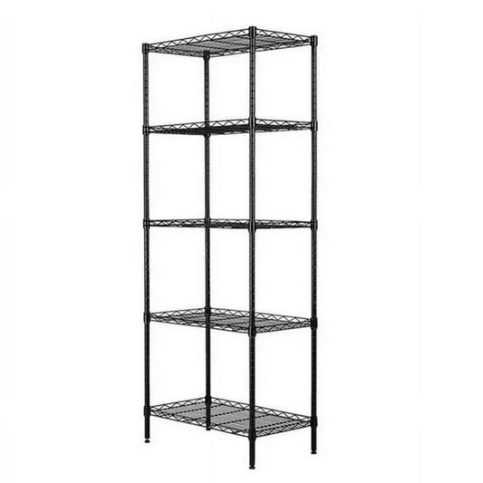 Lowestbest 5 Tier Wire Shelving, Metal Storage Shelves, Heavy Duty Adjustable Shelf Standing Kitchen Rack, Black (21.25 x 11.42 x 59.06)