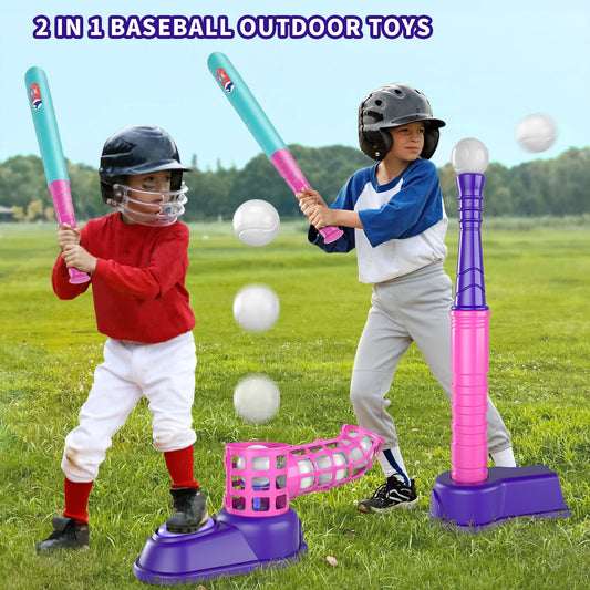 Lucky Doug Toddlers Girls T Ball Set for Ages 3 to 6, Kids Outdoor Backyard Sports Toys, Baseball for Toddlers Boys Toys 3 5, Kids Outdoor Backyard Game