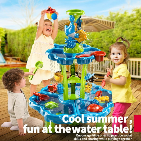 Lucky Doug Water Table for Toddlers 2 3 4 5, 2-Tier Sand Beach Water Play Toys Kids Outdoor Toys for Boys and Girls