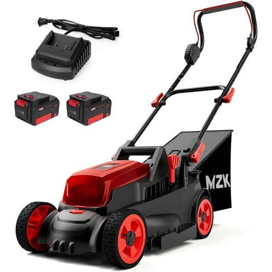 MZK 40V 13”Cordless Electric Lawn Mower,with 4-Position Height Adjustment,Compact and Lightweight Push Battery Powered Lawn Mower (2 * 4AH Batteries)