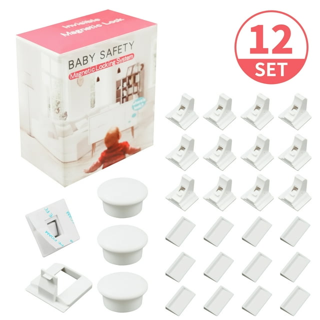 Magnetic Cabinet Locks Baby Proofing Cabinets-Magnetic Baby Proofing Cabinet Locks,Child Proof Cabinet Locks for Cabinets Drawers Doors for Back to School- No Tools Required-12 Pack and 3 Keys