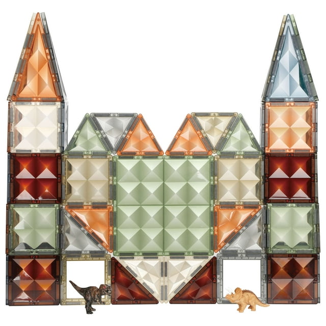 Magnetic Tiles, 57PCS Magnetic Blocks with 2 Cars, Magnet Tiles 3D Clear Building Blocks Set, STEM Sensory Educational Toys Gift for Toddlers Kids Boys 3 4 5 6 7 8 9+ Year Old