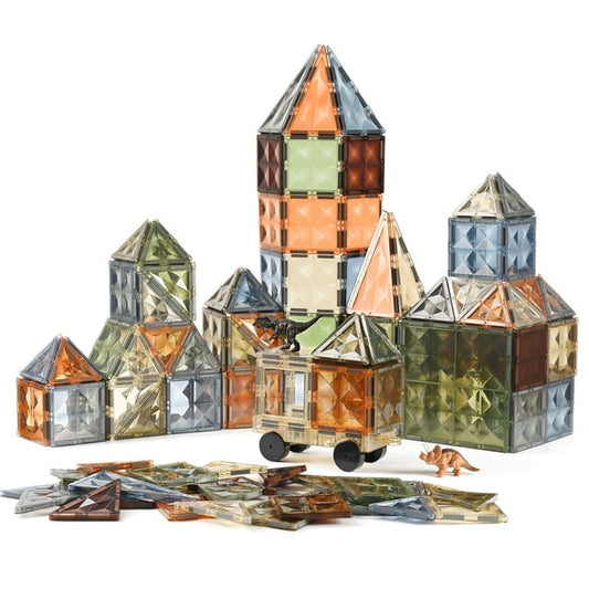 Magnetic Tiles,Magnetic Blocks with 2 Cars,Magnet Tiles Building Blocks Set,STEM Preschool Sensory Educational Toys Gifts for Toddlers Kids Boys 3 4 5 6 7 8 9+ Year Old