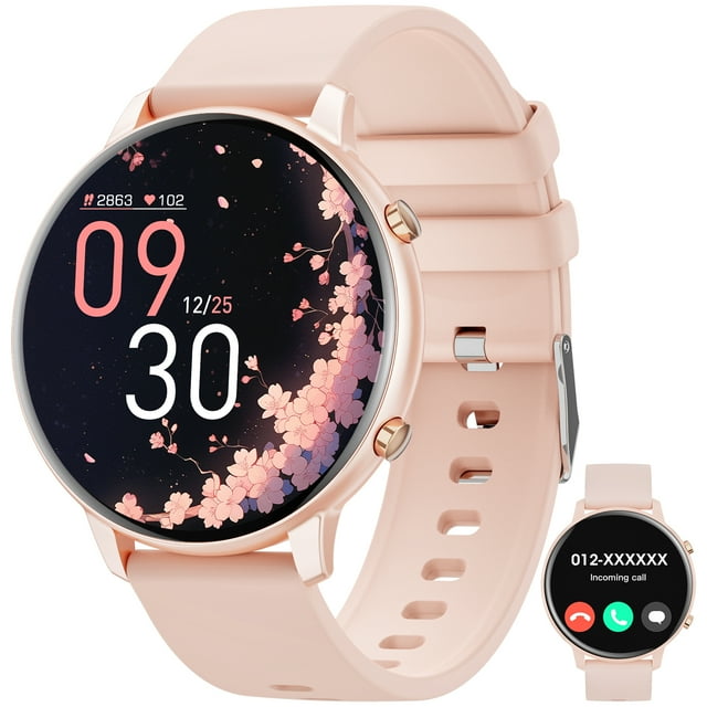 Mingwear 1.39-inch Women's Smartwatch, Receive/Dial Calls, Fitness Tracker with 100+ Exercise Modes, Message Alerts, for Android and IPhone Devices (Pink)