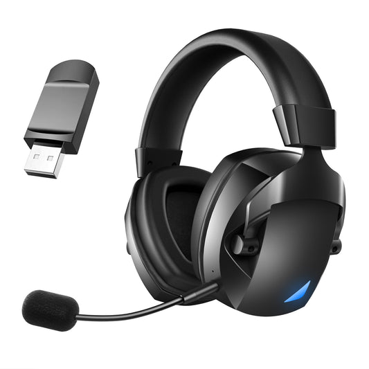 Mollan Wireless Gaming Headset for PC, PS4, PS5, Switch, Cell Phone - Black & Red RGB