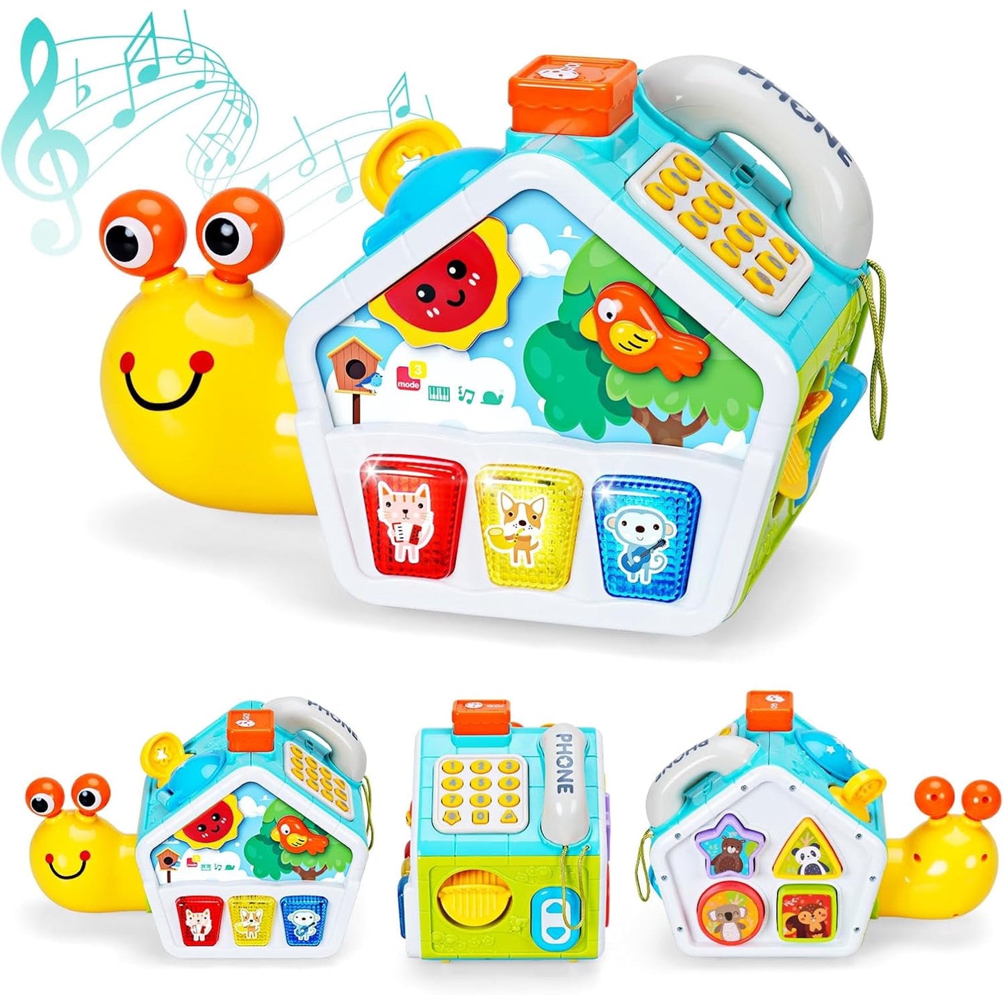 QIAHO Musical Crawling Toys for Toddlers 1-3,6-in-1 Activity Cube Montessori Toys Baby Learning Toy for Boys Girls