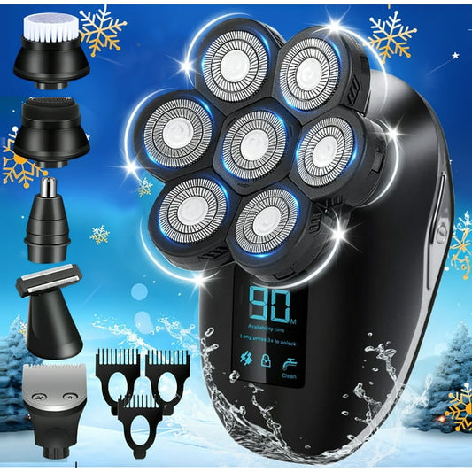Morfone 5-in-1 Electric Razors for Women, Wet/Dry 7D Womens Razor & Hair Trimmer with USB Adapter & Charging Cable,5D Rechargeable Rotary Shaver with Lithium-Ion Battery, Water Resistant Grooming Kit