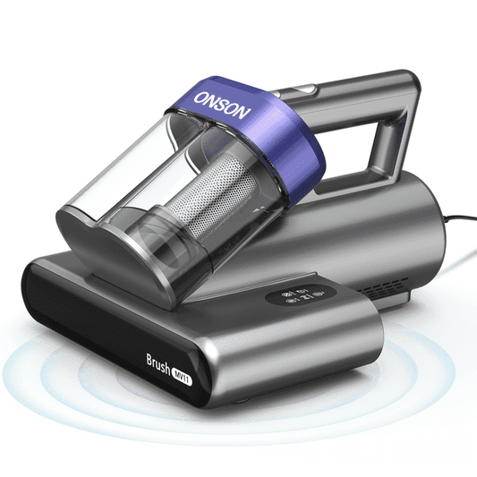 ONSON 16Kpa Powerful Mattress Vacuum Cleaner with 3 Filters, 2 Speed Deep Sofa Vacuum Cleaner with Purple Light, Cordless Vacuum for Mattress, Bed