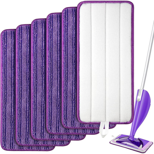 OPCUS Reusable Mop Pads Compatible with Swiffer Wet Jet, 6 Pack Wet Jet Refills Pads Microfiber Replacement Pads for Hardwood Floor Cleaning