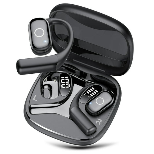Open Ear Headphones, Bluetooth 5.4 Earphones Stereo Sound, Wireless Headphones 30 Hours Playback, Type-C Charging, Clear Calls, Waterproof Open Ear Earbuds,Black