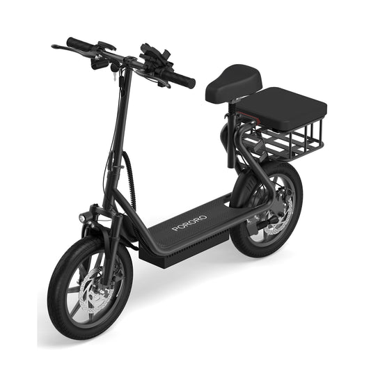 PORORO SLW50 Electric Scooter for Adults, Max 25 Miles Range, with 14" Tires, 500W, 22MPH, Black