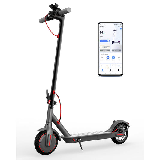 PORORO THES10 Foldable Electric Scooter for Adults, Max 19 Miles Range, with 8.5" Tires, 350W, 19MPH, Black