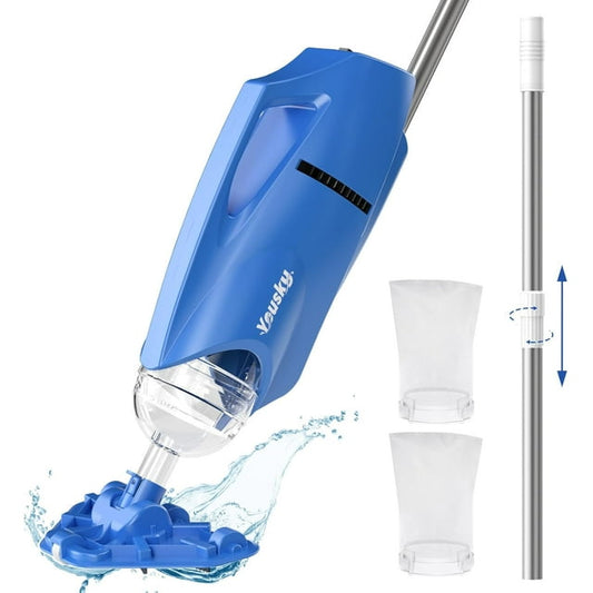 Pool Vacuum for Above Ground Pool: Cordless Handheld Pool Vacuum w/Telescopic Pole, Rechargeable Swimming Pool Cleaner for Inground Pools and Hot Tubs, Powerful Suction up to 18 Gallons/Min