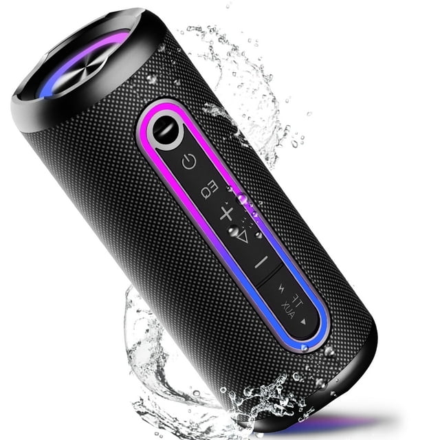 Portable Bluetooth Speaker IPX7 Waterproof Wireless Speaker with 30W Powerful Speaker 30Hrs Playtime Colorful Flashing Lights TWS Wireless Pairing for Outdoor/Party/Beach/Travel/Gifts