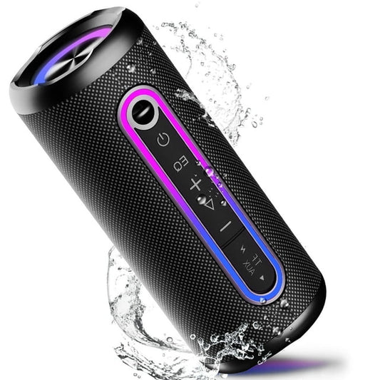 Portable Bluetooth Speaker IPX7 Waterproof Wireless Speaker with 30W Powerful Speaker 30Hrs Playtime Colorful Flashing Lights TWS Wireless Pairing for Outdoor/Party/Beach/Travel/Gifts