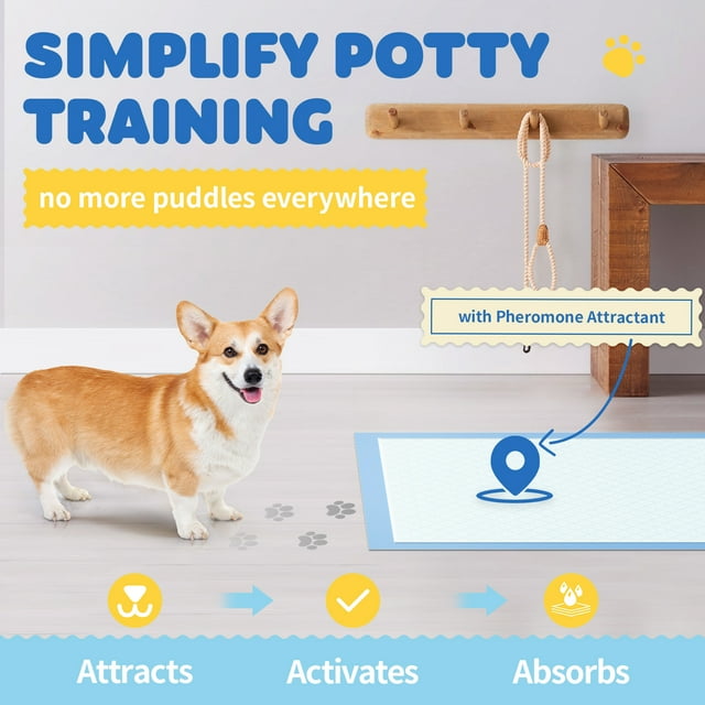 Powools 98-Pack Puppy Pads - 34'' x 28'' Pee Pads for Dogs Potty Training with Leak-Proof Quick-Dry Design