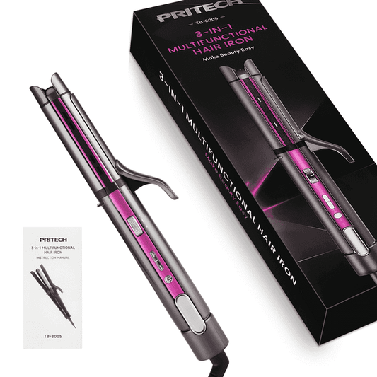 Pritech Curling Iron,3 in 1 Ceramic Curling Wand,Hair Straightener, Fast Heating, Digital Display, All Hair Types