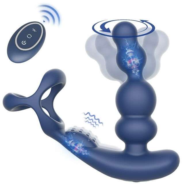 Prostate Massager Anal Vibrator for Men,KERERO Anal Toys with 10 Vibrating & 3 Rotation Settings,360°Anal Butt Plug Vibrator with Penis Ring,Sex Toys for Men