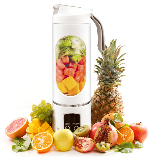 Qissep 450 ml Portable Blender,Household Fruit Mixer for Shakes and Smoothies,USB-C Rechargeable Personal Size Blenders,for Kitchen Baby Food Travel and Office,White