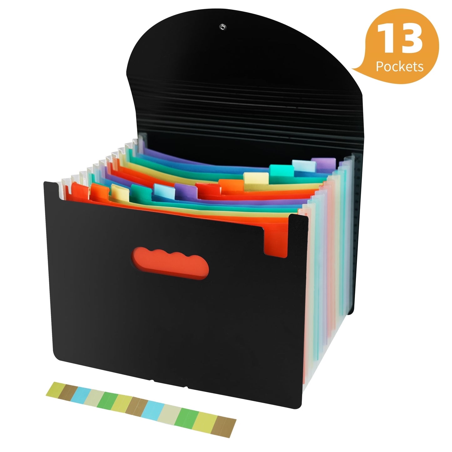 Qissep 13 Pockets Accordion File Organizer,Expandable Desktop File Folder Organizer,with Colorful Tabs,for Home and Office,Letter/A4 Size