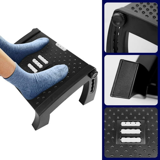Qissep Adjustable Foot Rest for Under Desk,Six Height with Roller Massage,Ergonomic Foot Stool at Work,for Improved Circulation and Posture,Home,Office