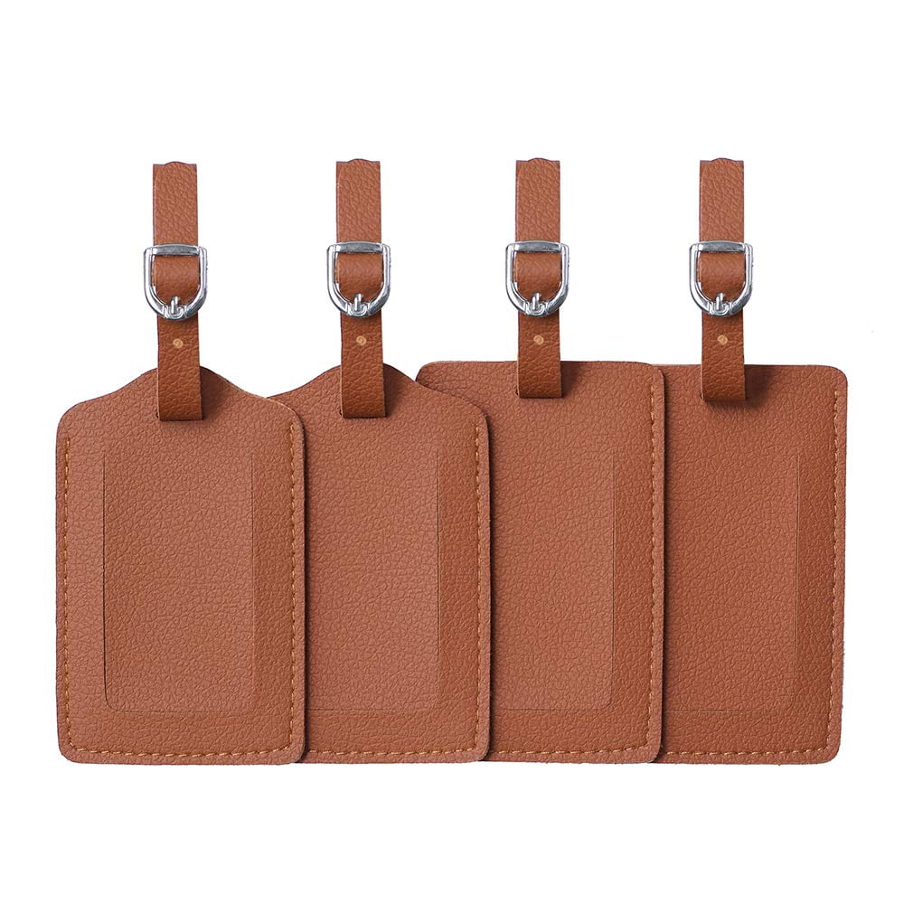 Sherry Genuine Leather Luggage Tag for Suitcases ID Tags Bag Tags for Luggage (4 Pack)