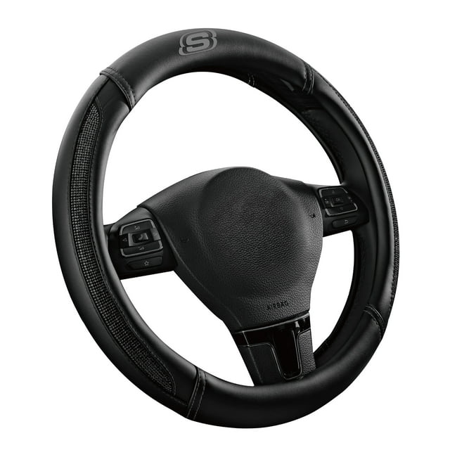Skechers Diamond Leather Car Steering Wheel Cover – Universal Fit, 24MP37-SWC-BK 0.79Lbs