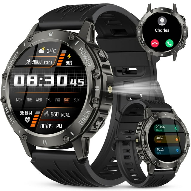 Smart Watch for Men Answer/Make Call for Android iPhone, 1.39" AMOLED HD Screen Mens Luxury Watch 114 Sports Modes, 400mAh Heavy Duty Smartwatch Pedometer