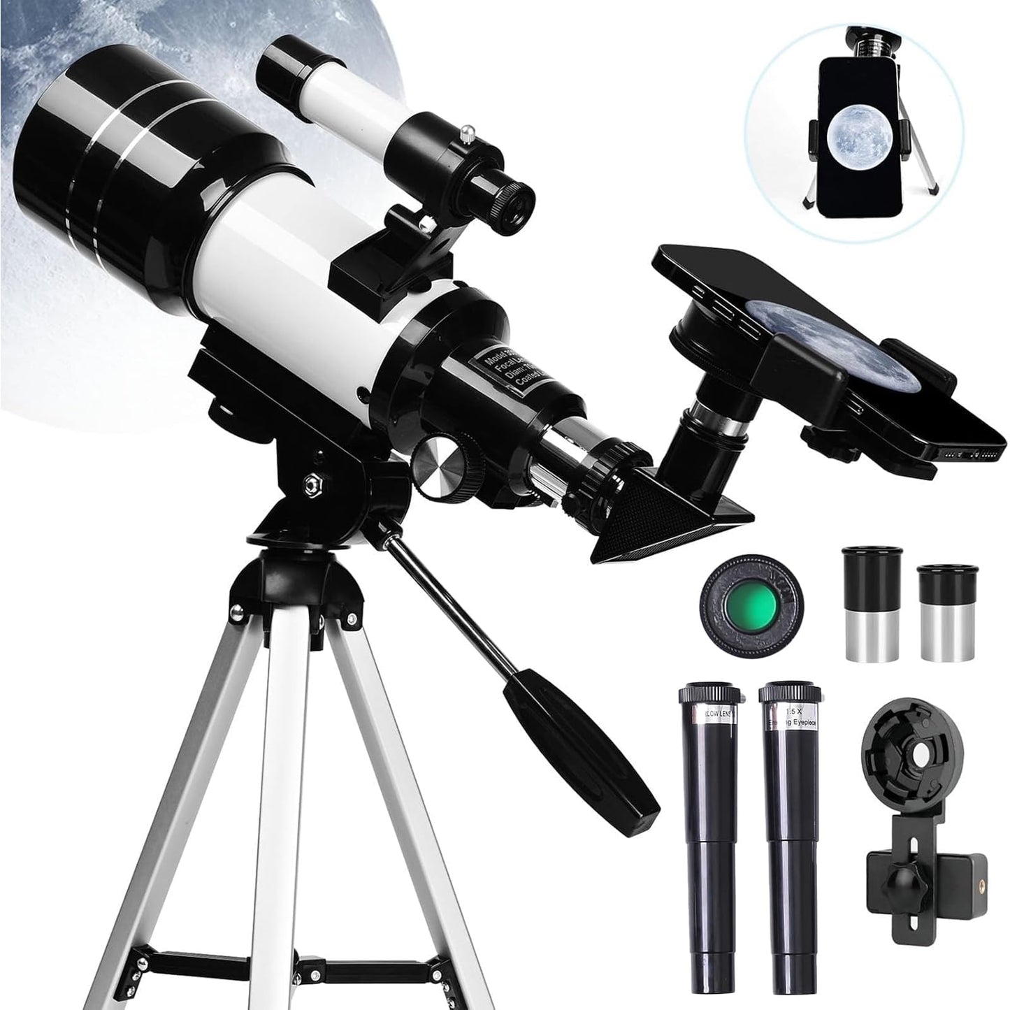 Kailwokk Telescope for Adults & Kids, 70mm Aperture Portable Telescopes with Height Adjustable Tripod & Phone Adapter, Astronomy Beginners Gifts