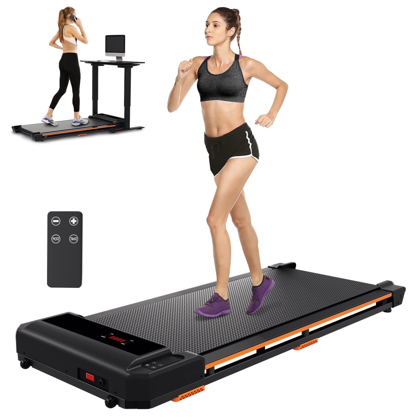 Walking Pad&Under Desk Treadmill for Home&Office, Speed Range 0.6~3.8mph, 265 lbs Weight Capacity