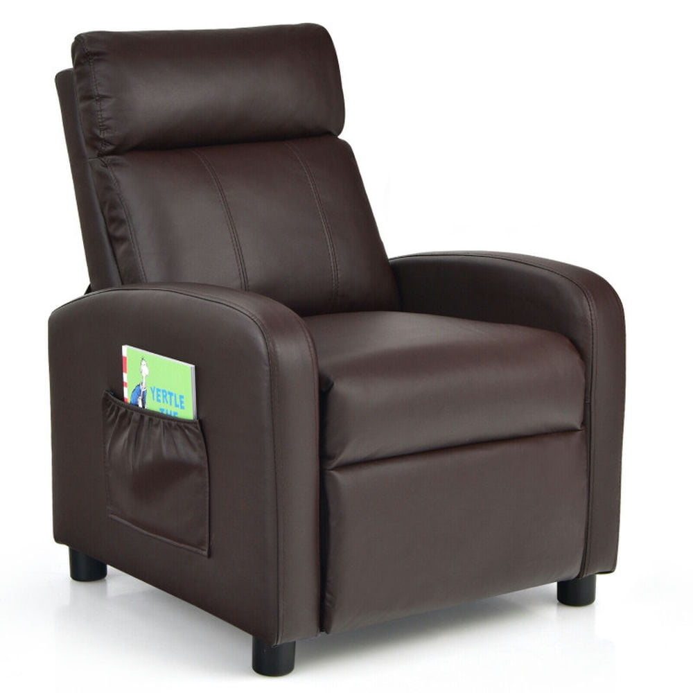 Yardi Yard Ergonomic PU Leather Kids Recliner Lounge Sofa for 3-12 Age Group-Brown, Toddler Chair for Kids