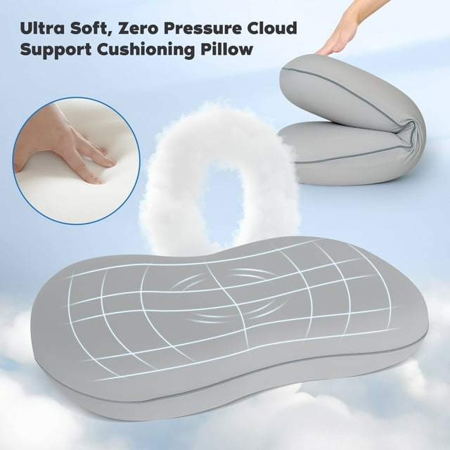 HIJOB Ergonomic Pillows for Neck Pain Relief, Breathable Cervical Memory Foam Pillow for Side Back Stomach Sleepers