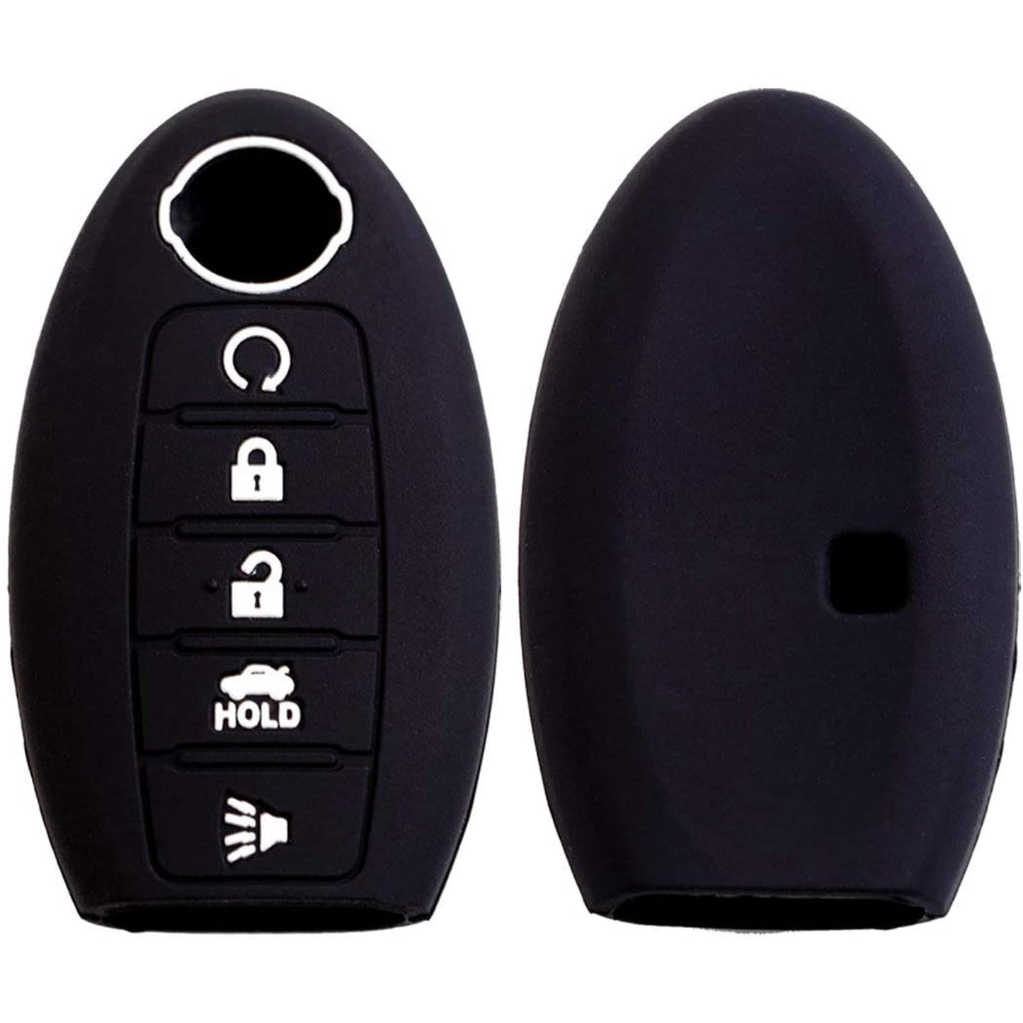 Autobase Silicone Key Fob Cover for Nissan Rogue Murano Armada Maxima Altima Sedan Pathfinder INFINITI JX35 Q50 Q60 QX56 QX60 QX80 | Car Accessory | Key Protection Case 2 Pcs (Black)