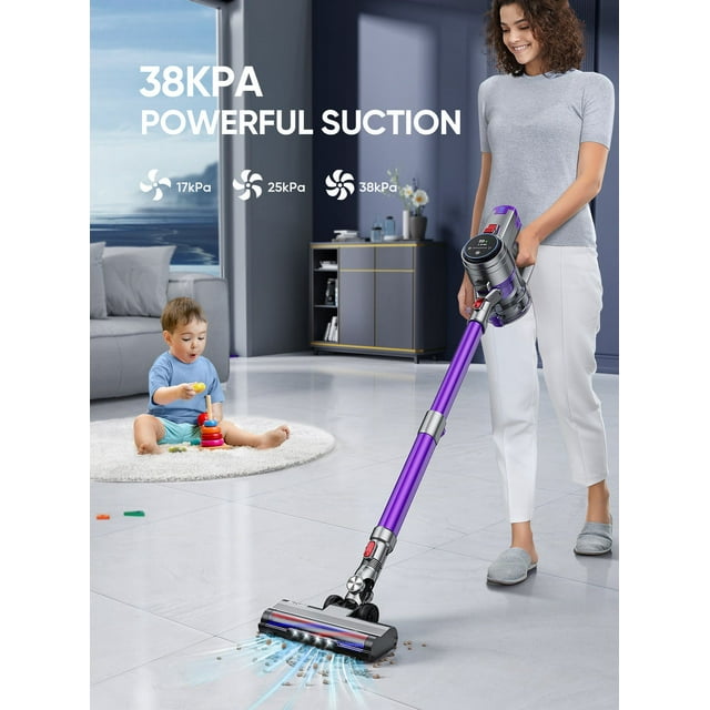 Buture Cordless Stick Vacuum 40KPA 400W 60Mins Runtime, LED Display Lightweight Cordless Vacuum Cleaner, Cordless Floor Cleaner for Home,Pet Hair,Carpet,Hard Floor
