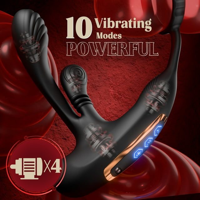 KERERO Prostate Massager Anal Vibrator for Men,Anal Toys with 10 Vibrating & 10 Rotation Settings,,360°Anal Butt Plug Vibrator with Penis Ring,Sex Toys for Men
