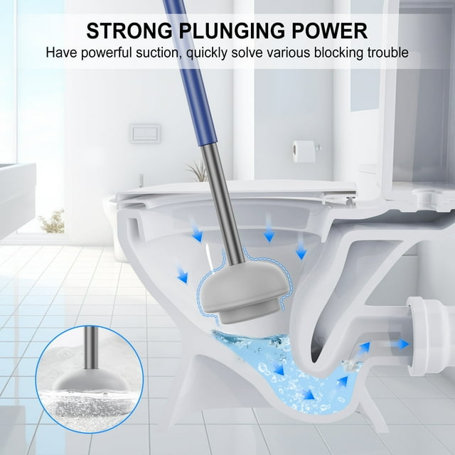 SUGARDAY Toilet Brush and Plunger Combo Set Toilet Bowl Brush and Caddy Scrub Brush with Holder