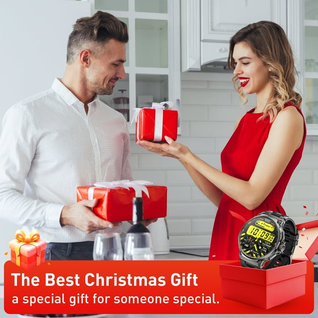 Mingdaln 2025 New 1.85 inch Men's Military Smart Watch for Android and Iphone Devices (Black)